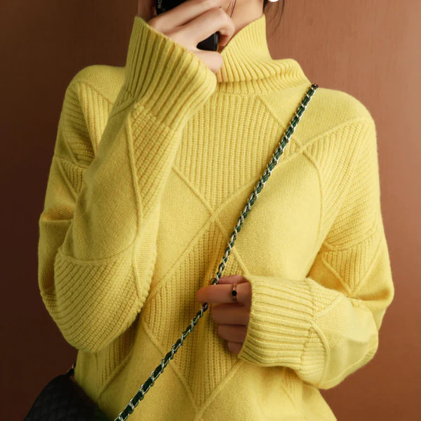 Plain Cashmere Roll Neck Sweater - Image 2