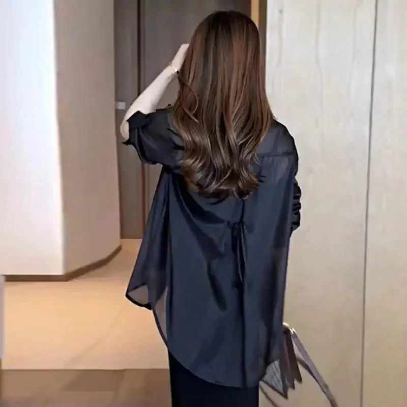 Plain Silk Chiffon Shirt - Image 5