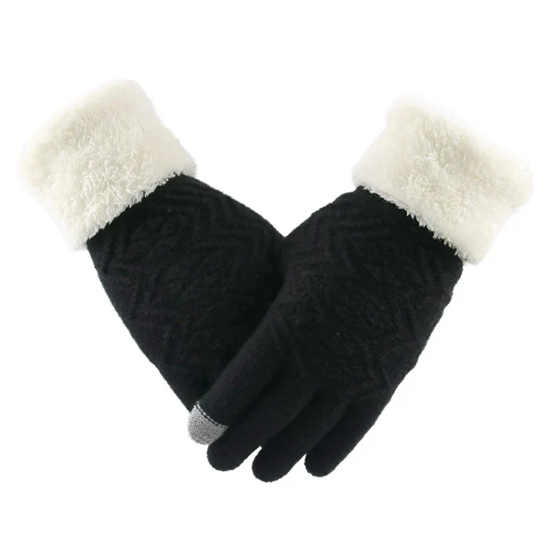 Plush Lined Touch Screen Knitted Gloves - Image 5