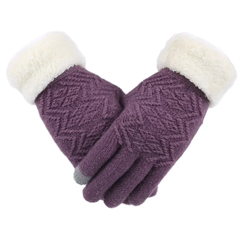 Plush Lined Touch Screen Knitted Gloves - Image 8