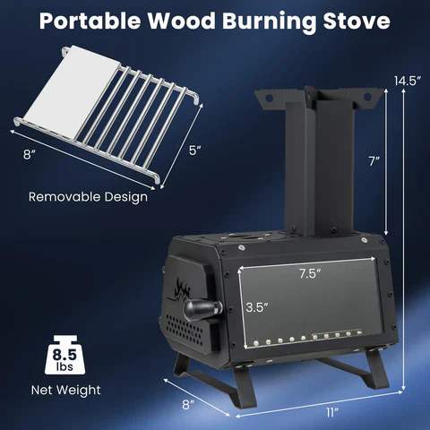 Portable Wood Burning Camping Cooking Heater Stove - Image 5