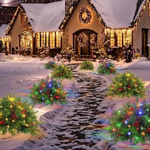 Pre-lit Artificial Christmas Tree Feel Real Urn Filler - Image 3