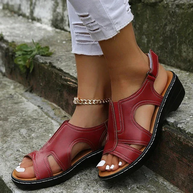 Premium Leather Wedge Sandals - Image 4