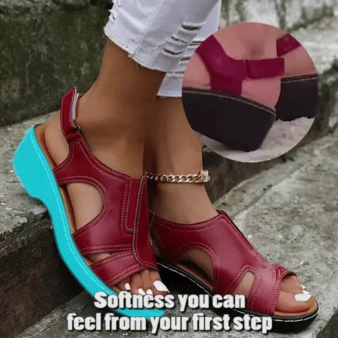 Premium Leather Wedge Sandals - Image 7