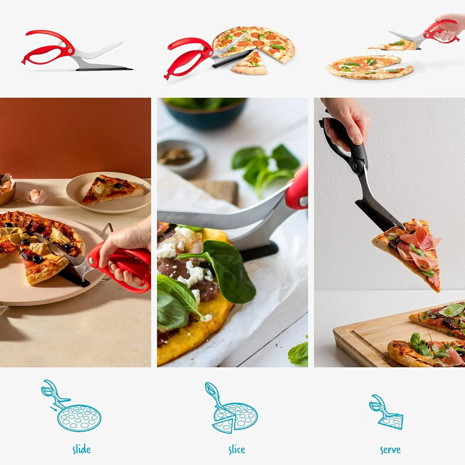 Non-Stick Pizza Scissors with Protective Server - Image 2