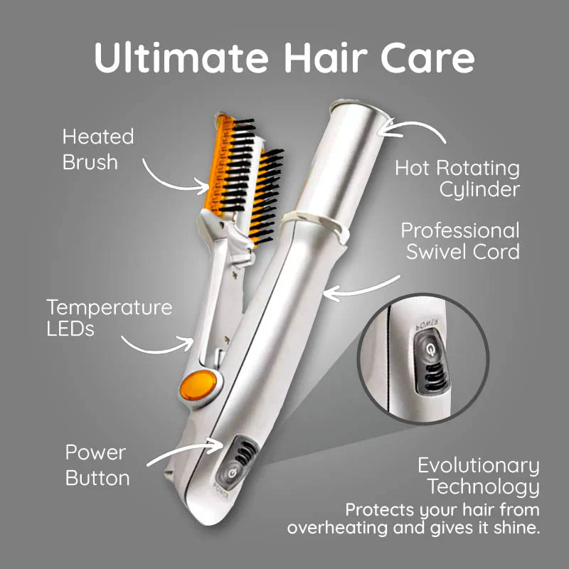 Professional 2 in 1 Rotating Iron Hair Brush - Image 8