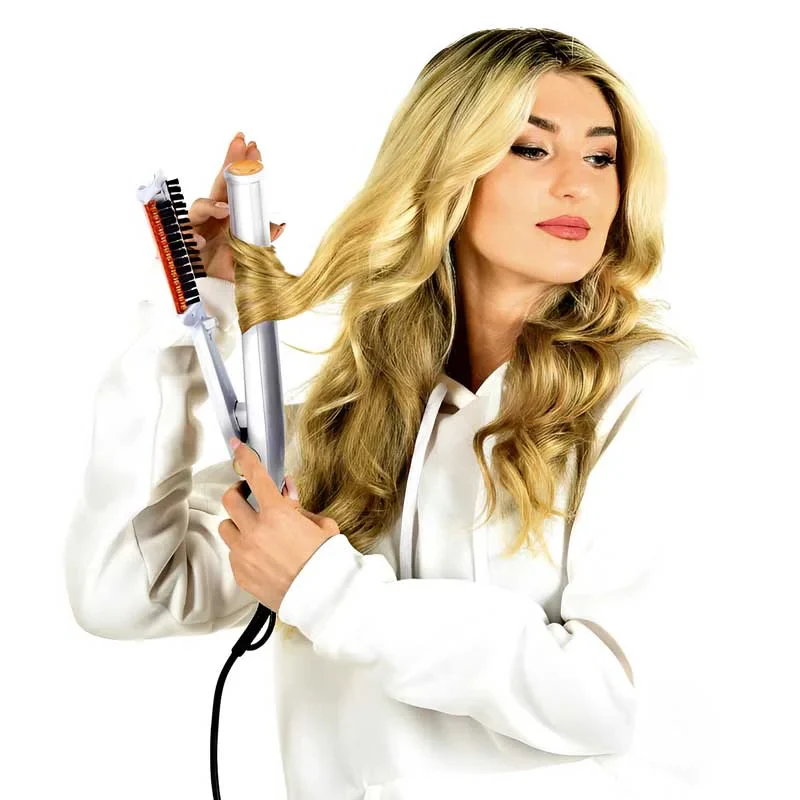 Professional 2 in 1 Rotating Iron Hair Brush - Image 9