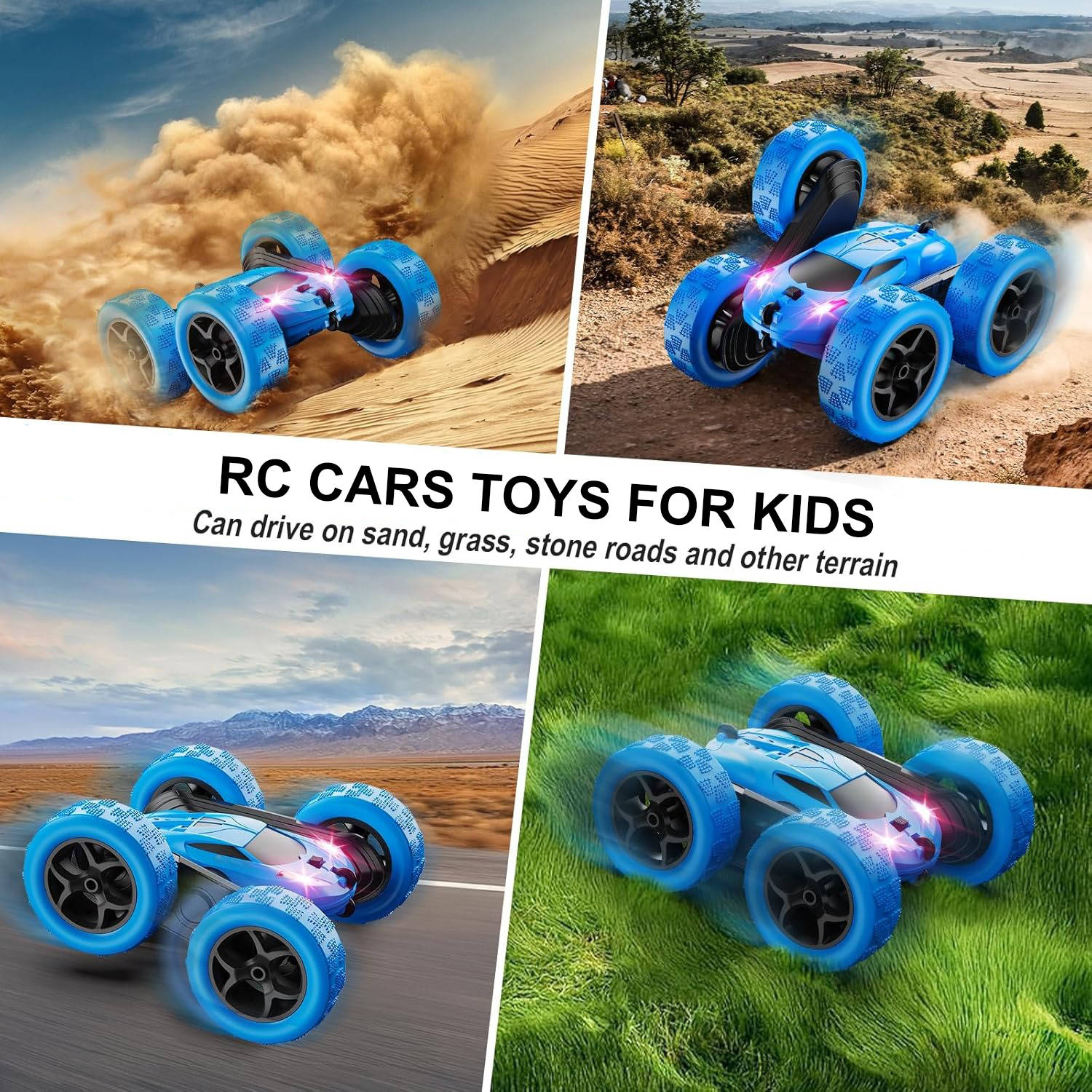 RC Cars Toys for Kids Ages 6 to 12 with LED Lights & 360° Flips - Image 2