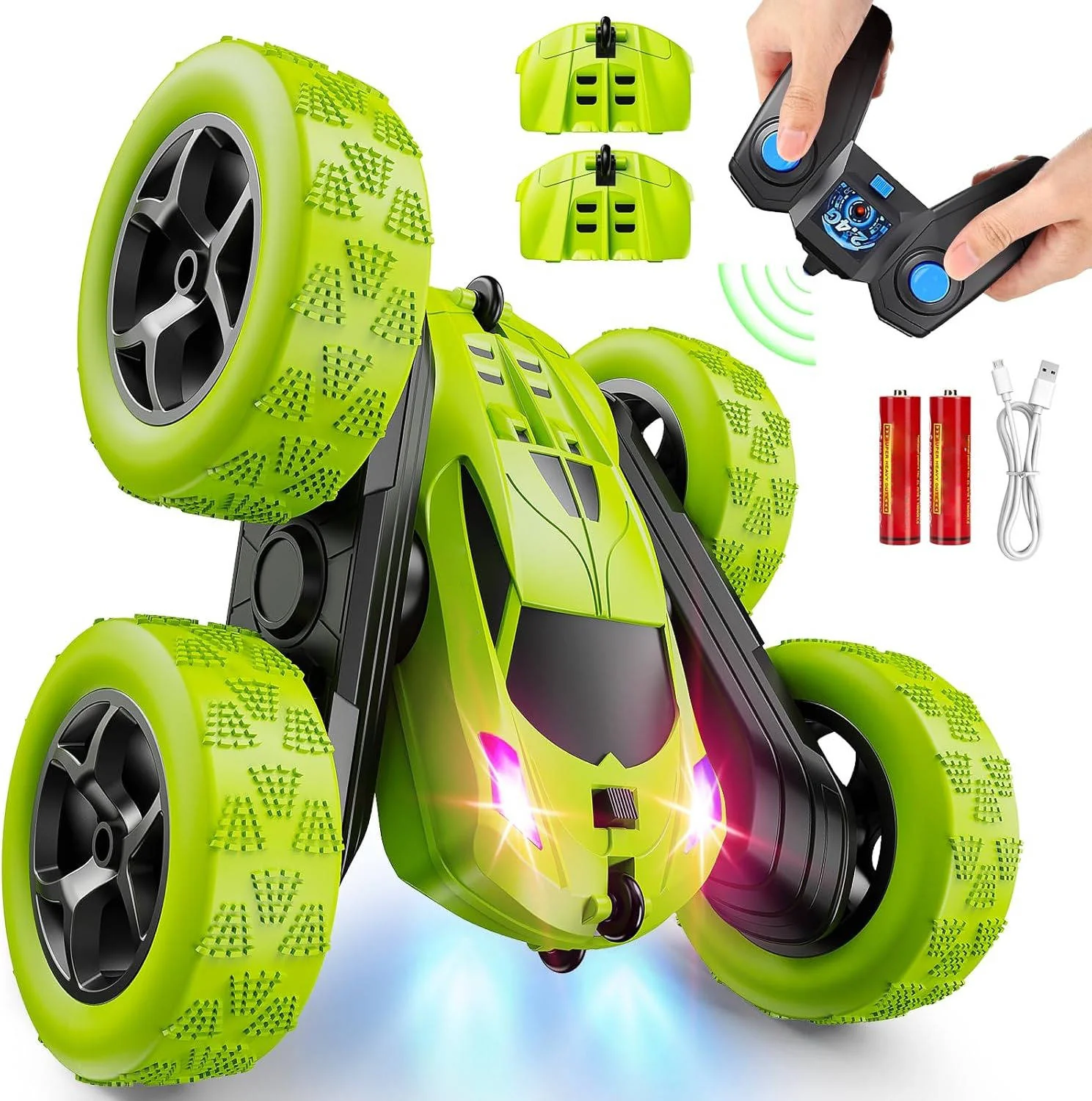 RC Cars Toys for Kids Ages 6 to 12 with LED Lights & 360° Flips - Image 4