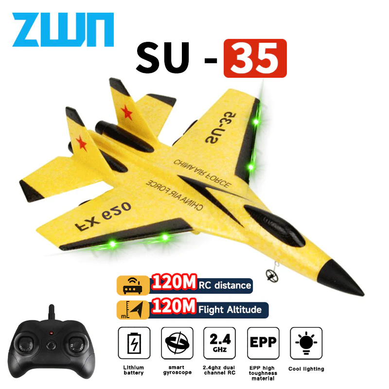 RC Plane SU35 2.4G With LED Lights Aircraft Remote Control Flying Model Glider Airplane SU57 - Image 3