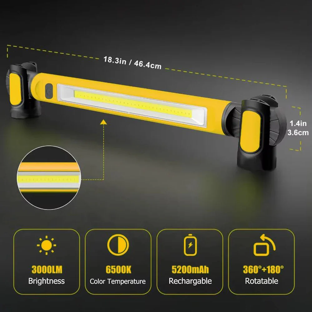Rechargeable LED Work Light with Magnetic Base - Image 3