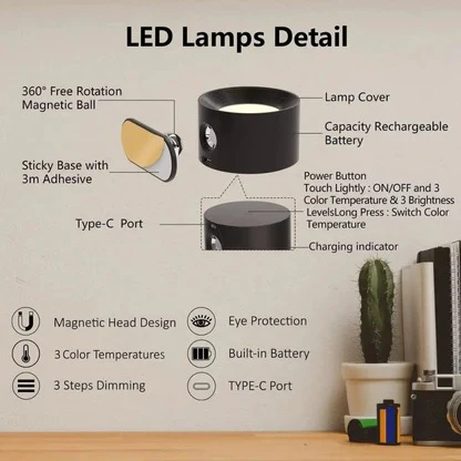 Rechargeable Wall Light with 360° Rotation - Image 17