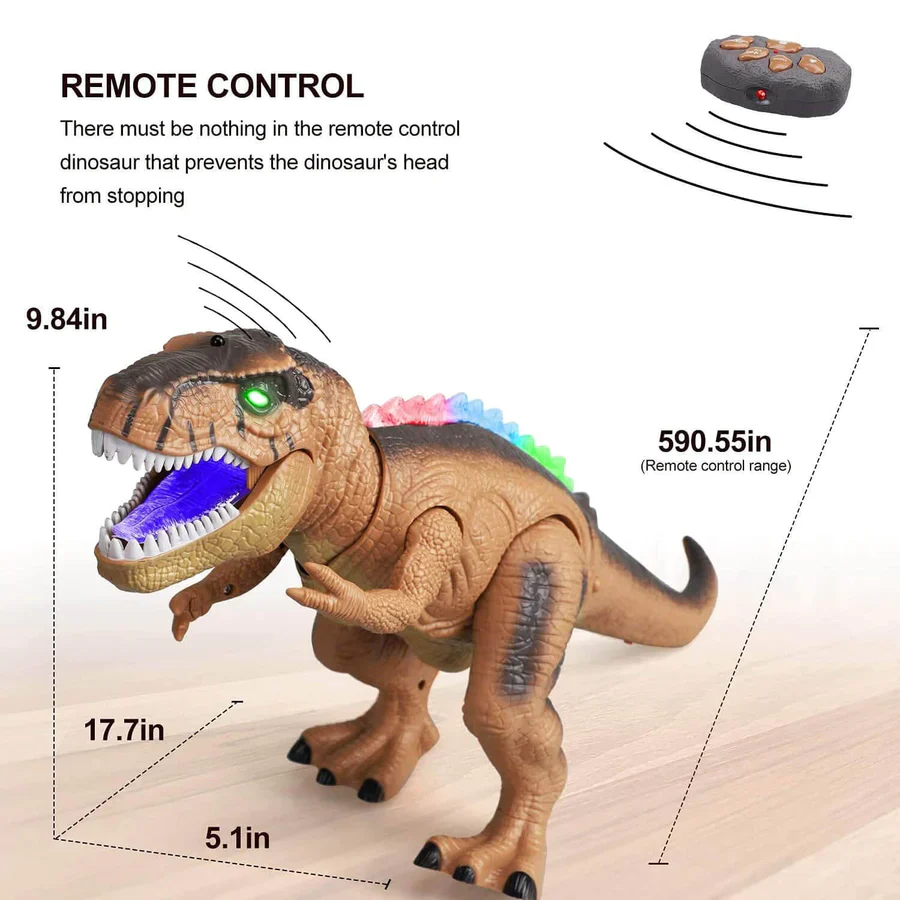 Remote Control T-Rex Dinosaur With LED Light Up, Walking & Roaring Realistic Dinosaur Toys - Image 11