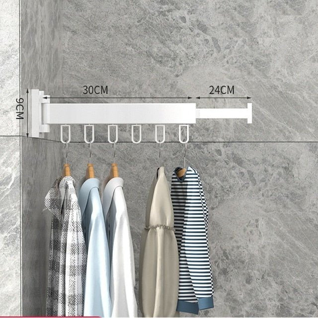 Retractable Cloth Drying Rack, Folding Clothes Hanger, Wall Mount - Image 2