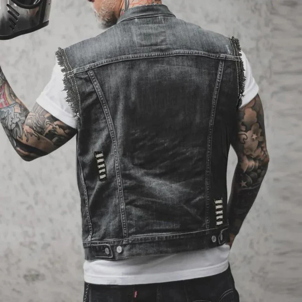 Retro Denim Vest For Men - Image 4