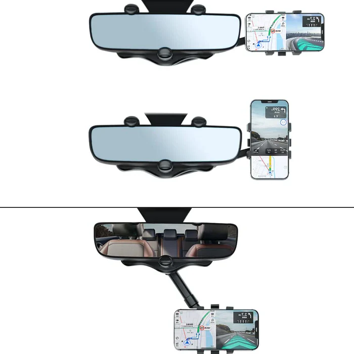Rotatable and Retractable Car Phone Holder - 360 Degree Rear View Mirror Phone Holder - Image 3