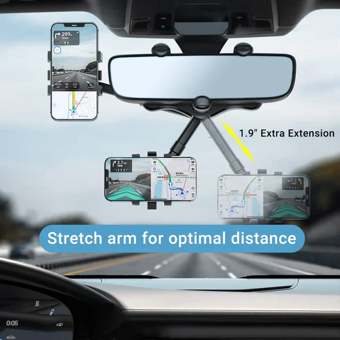 Rotatable and Retractable Car Phone Holder - 360 Degree Rear View Mirror Phone Holder - Image 4