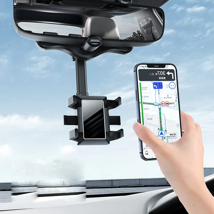 Rotatable and Retractable Car Phone Holder - 360 Degree Rear View Mirror Phone Holder - Image 5
