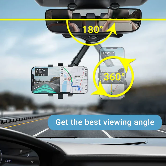 Rotatable and Retractable Car Phone Holder - 360 Degree Rear View Mirror Phone Holder - Image 6