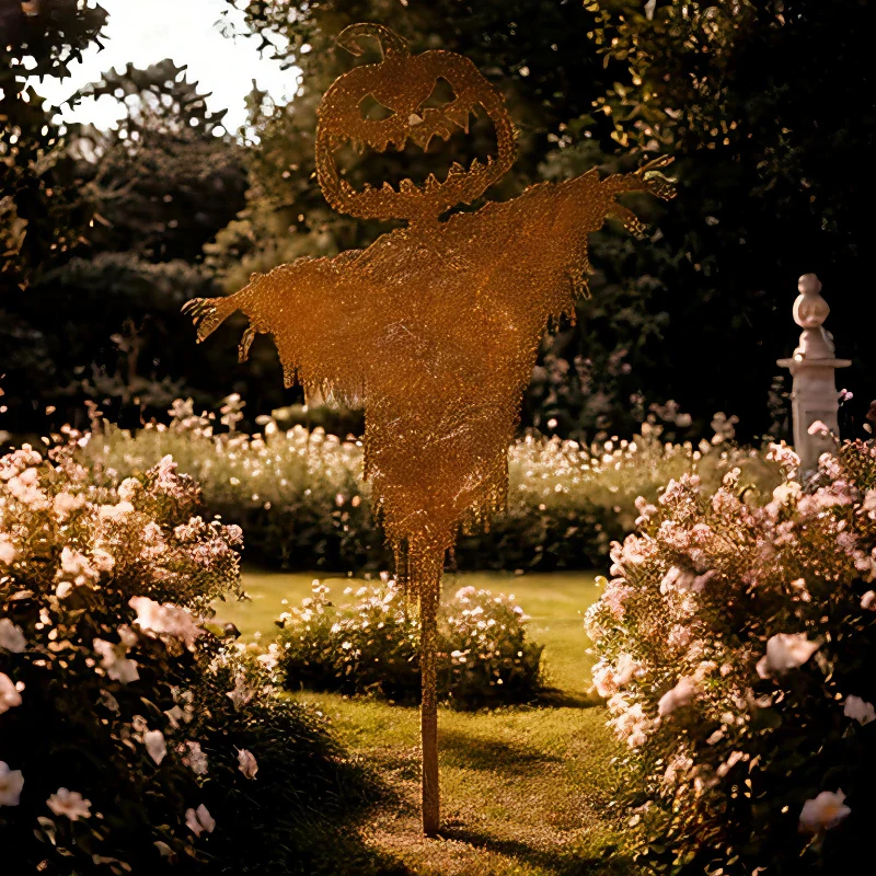 Rustic Scary Pumpkin Scarecrow Halloween Decor - Image 2