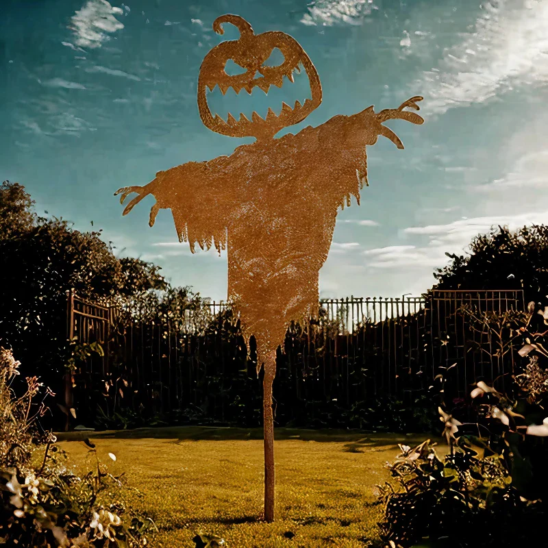 Rustic Scary Pumpkin Scarecrow Halloween Decor - Image 3