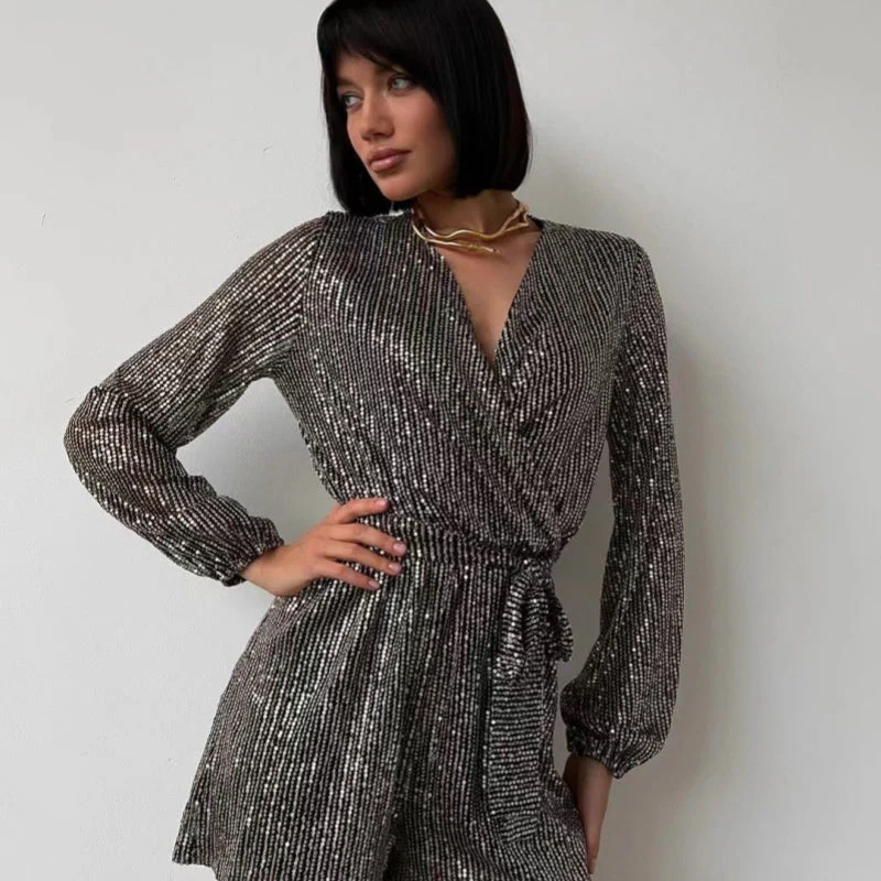 Sequin long-sleeved one-piece suit - Image 5