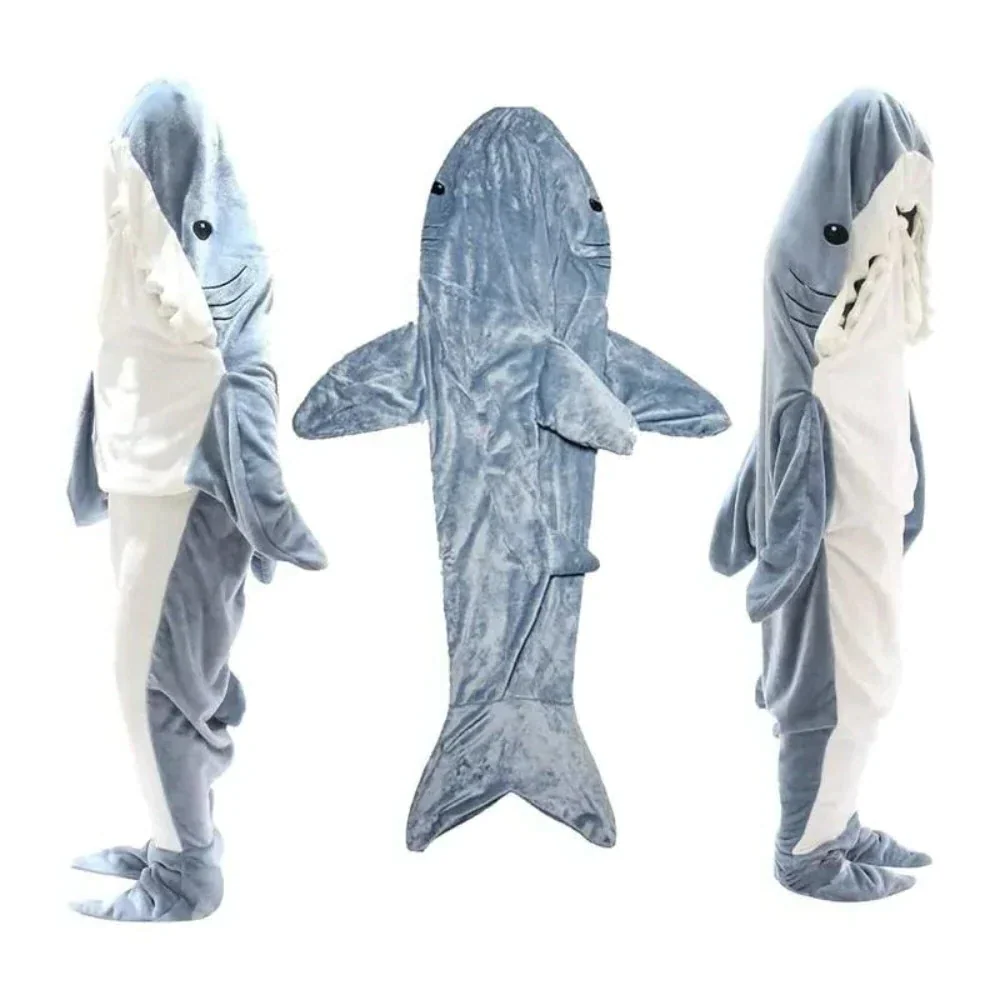 Shark Fleece Hooded Blanket