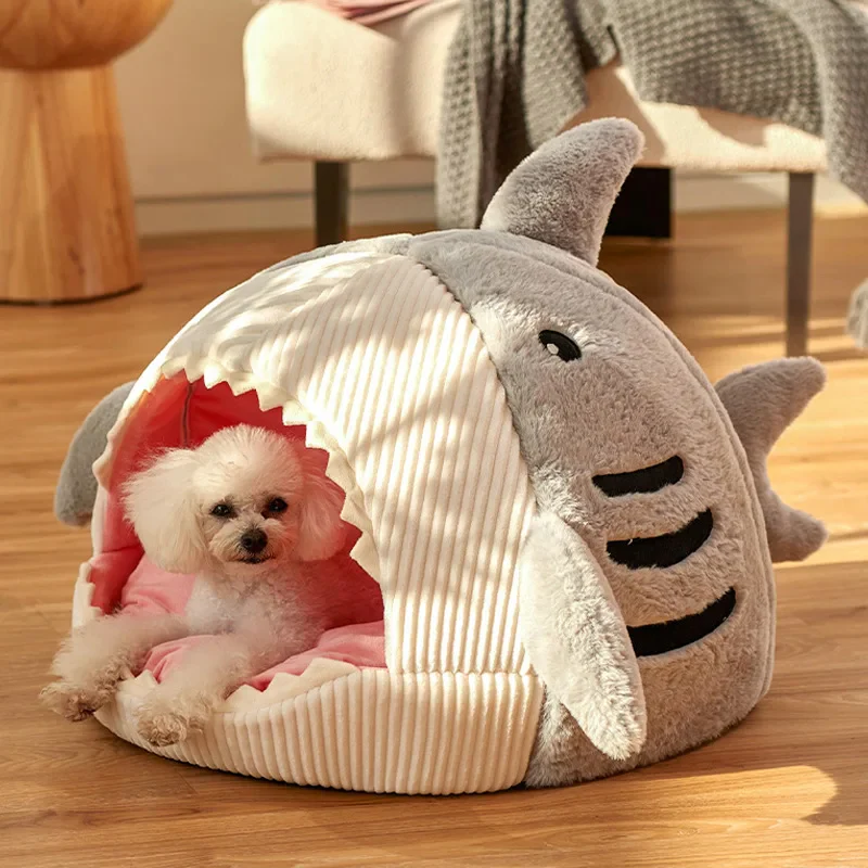 Shark-Shaped Dog and Cat Cave Bed (40x40x32cm) - Image 2