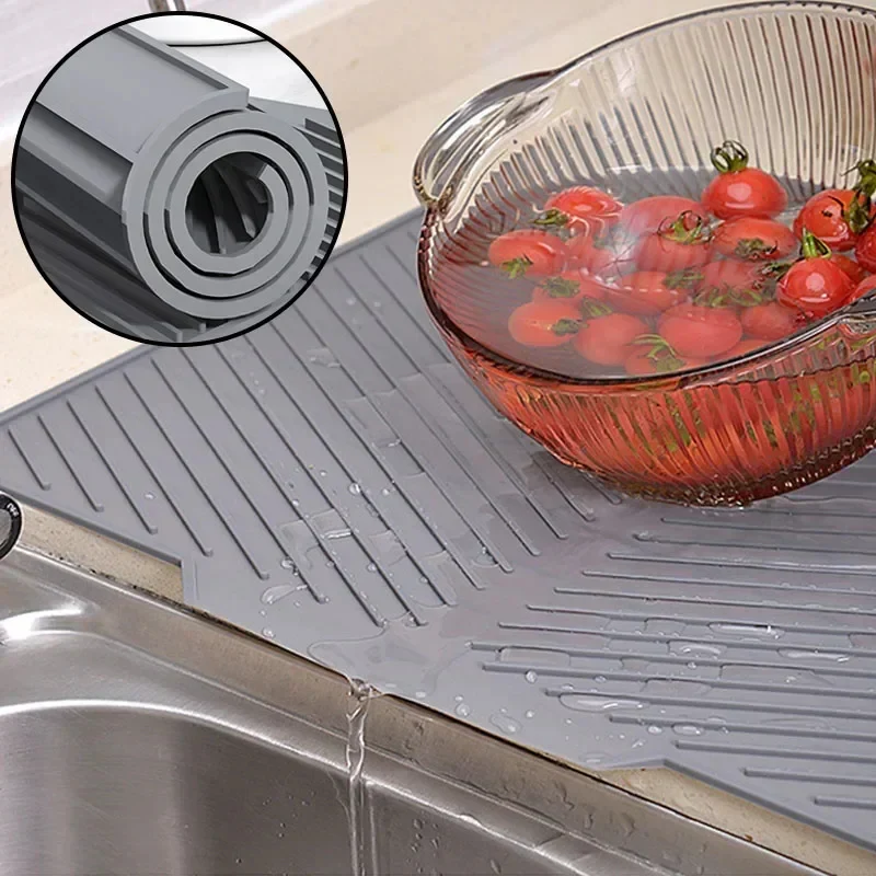 Silicone Dish Drying Mat with Drain Design - Image 3