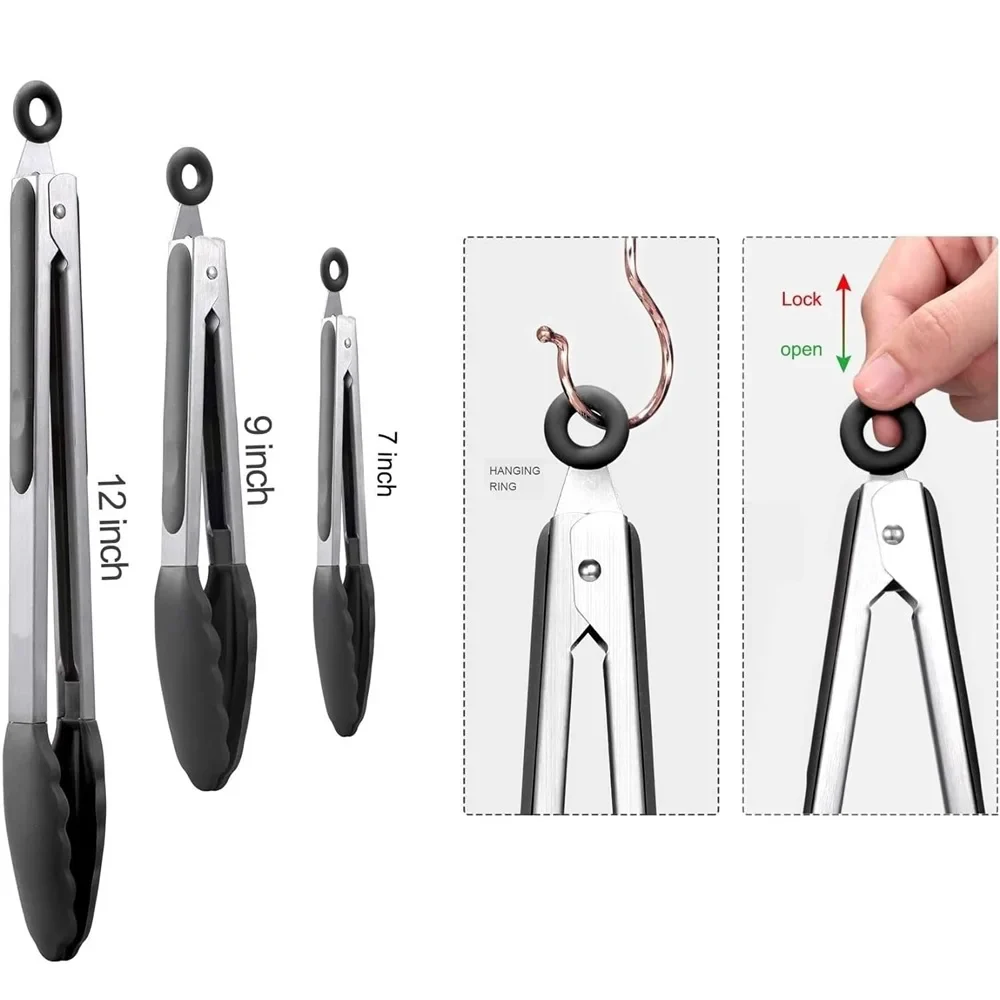 Silicone Kitchen Tongs (3-piece Set) - Image 4