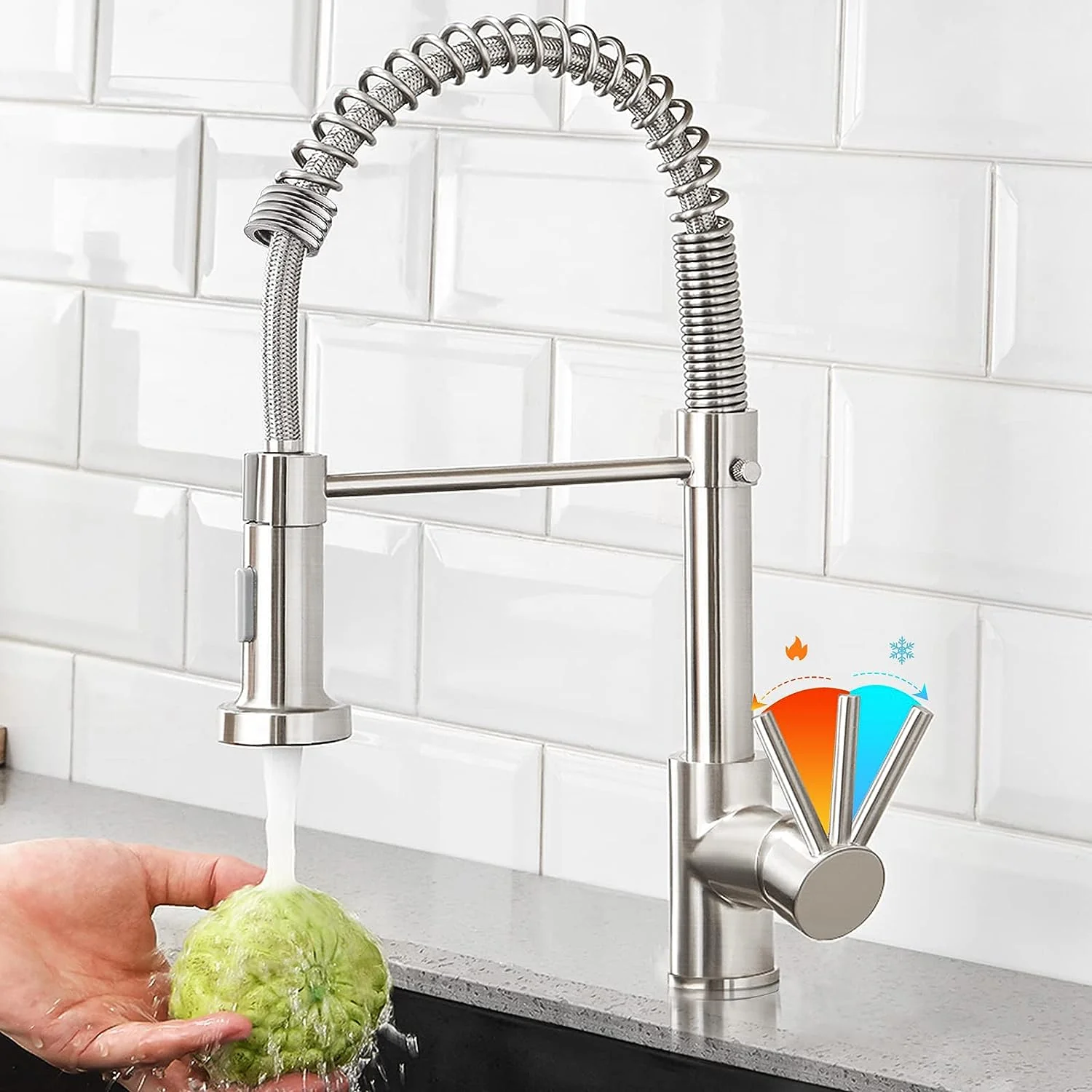 Single-Hole Spring Kitchen Faucet With Pull-Down Sprayer - Image 15