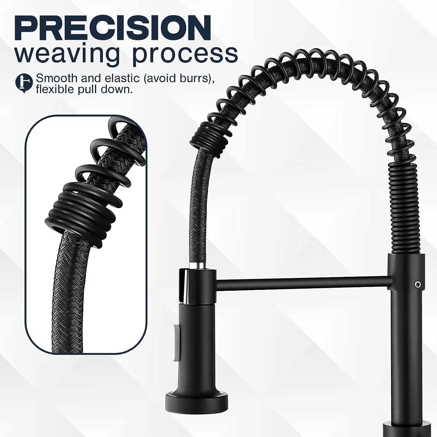 Single-Hole Spring Kitchen Faucet With Pull-Down Sprayer - Image 3