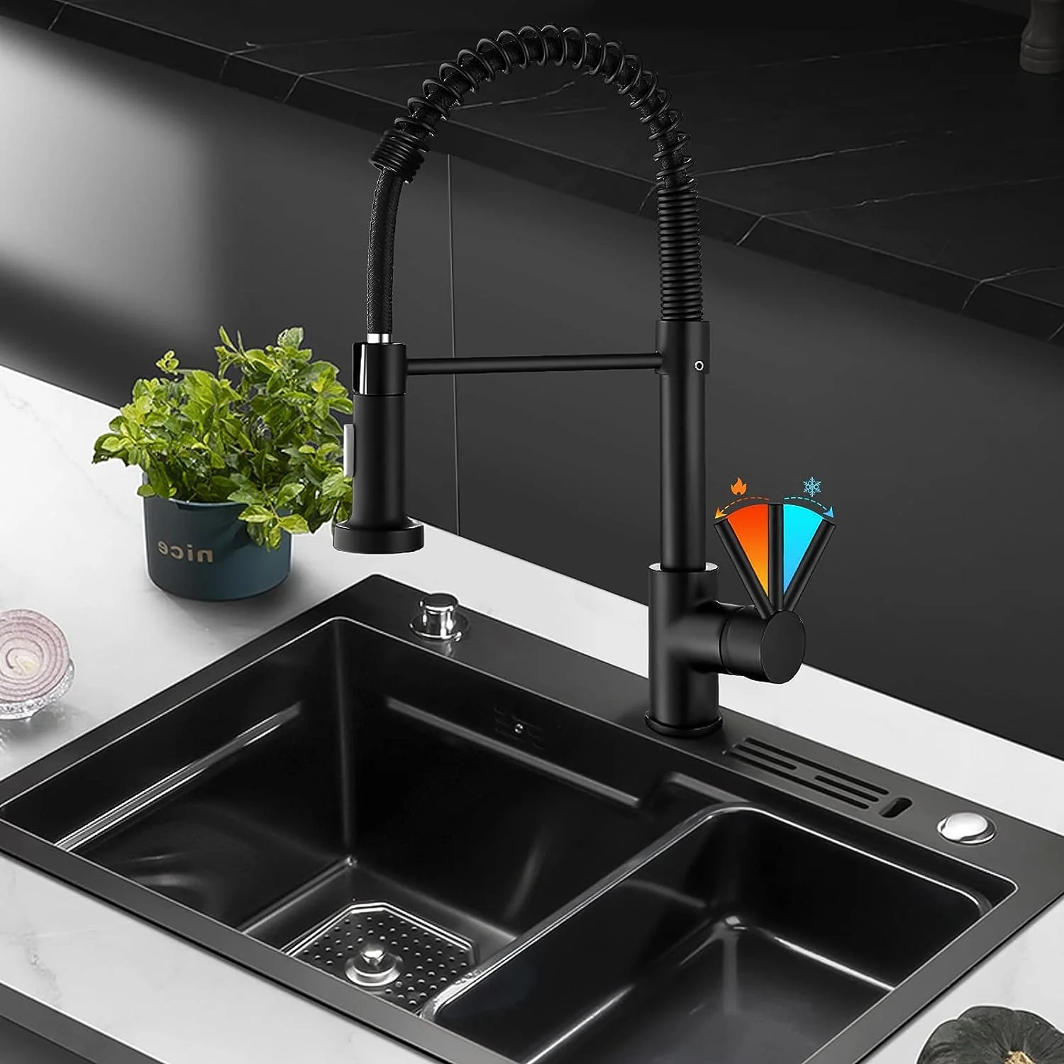 Single-Hole Spring Kitchen Faucet With Pull-Down Sprayer - Image 7