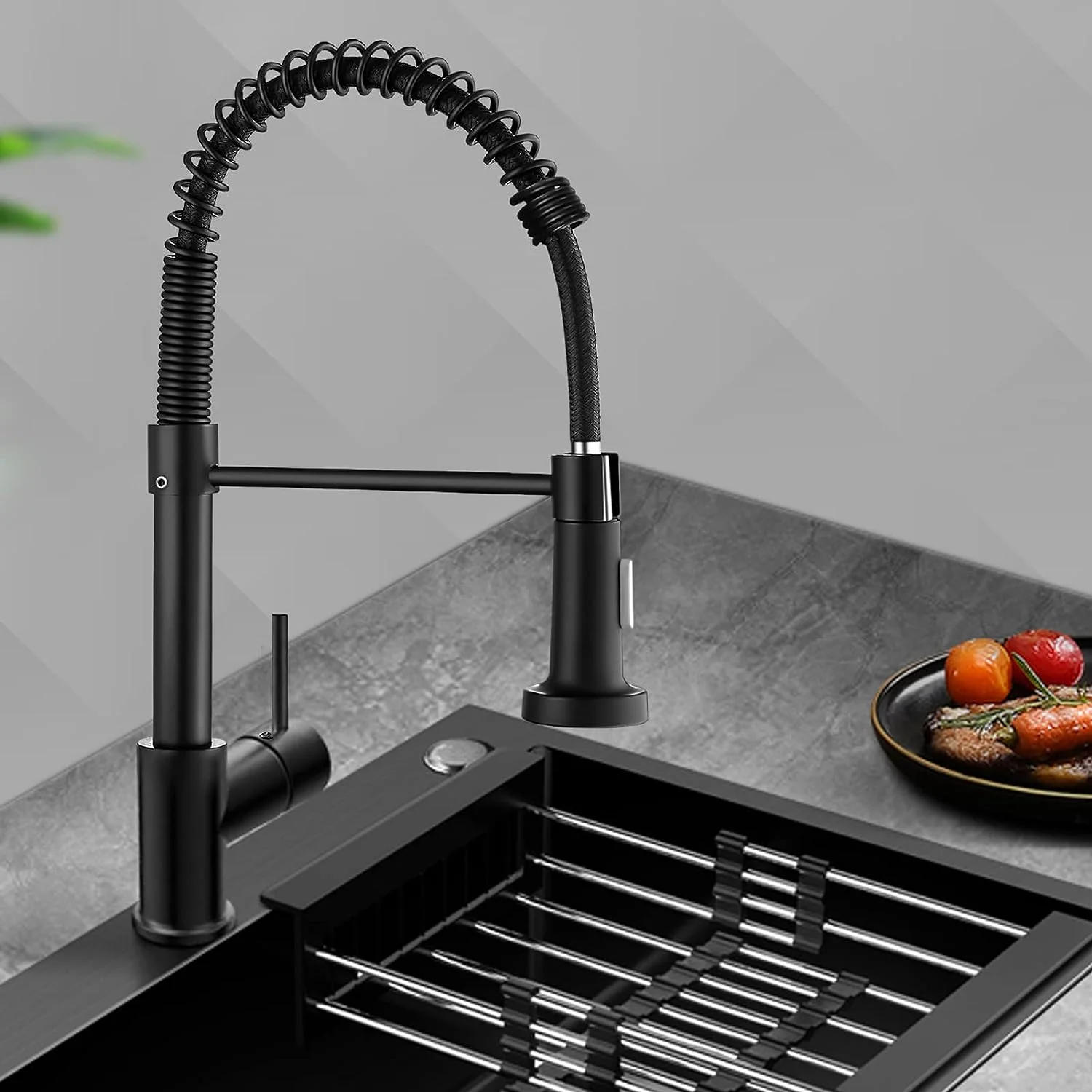 Single-Hole Spring Kitchen Faucet With Pull-Down Sprayer - Image 8