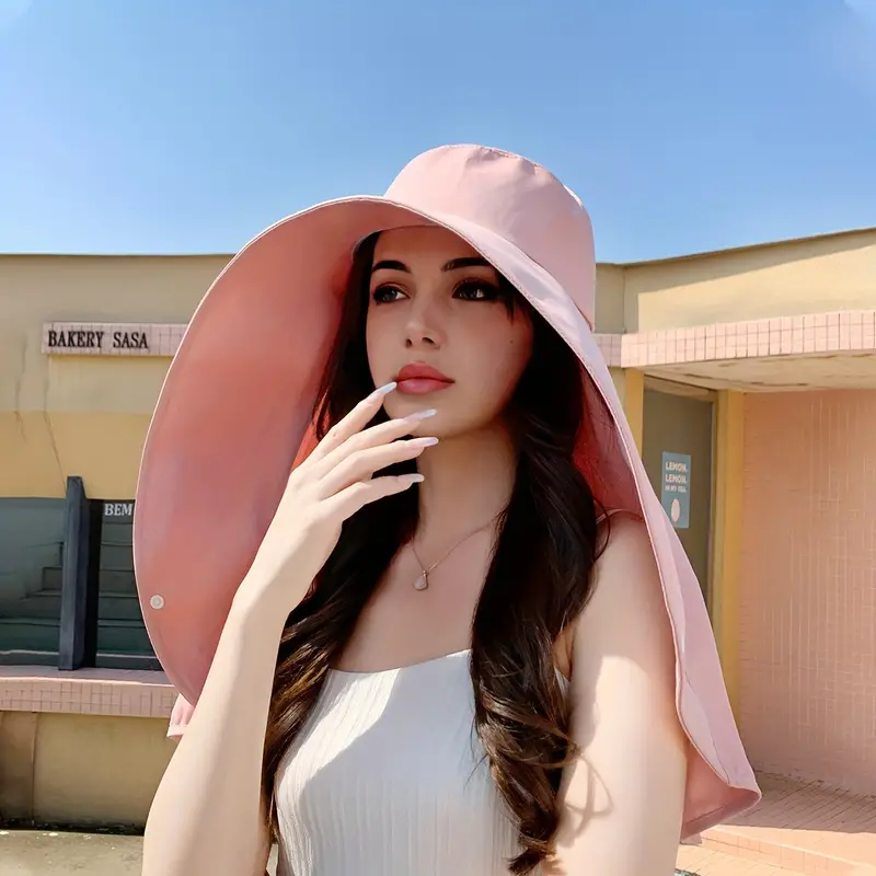 Elegant Wide Brim Sun Protection Shawl Hat for Women - Image 4