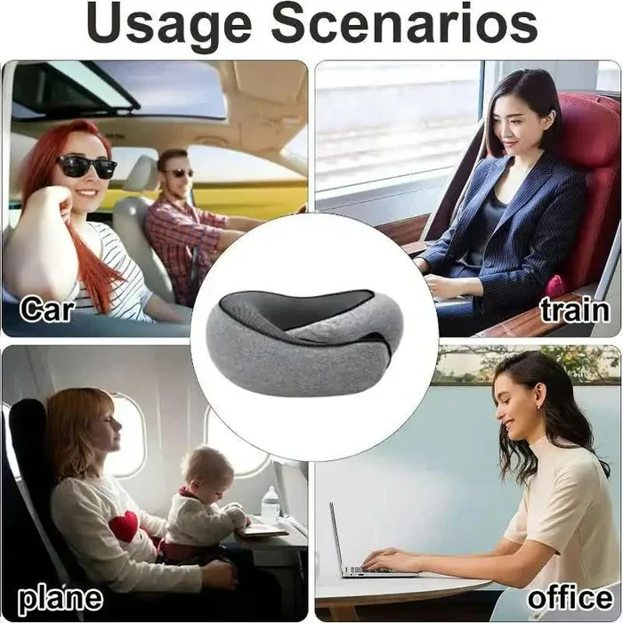 Snail Style Memory Foam Travel Curved Neck Pillow - U-shaped, Portable, Adjustable Support Neck Brace Pillow - Image 3