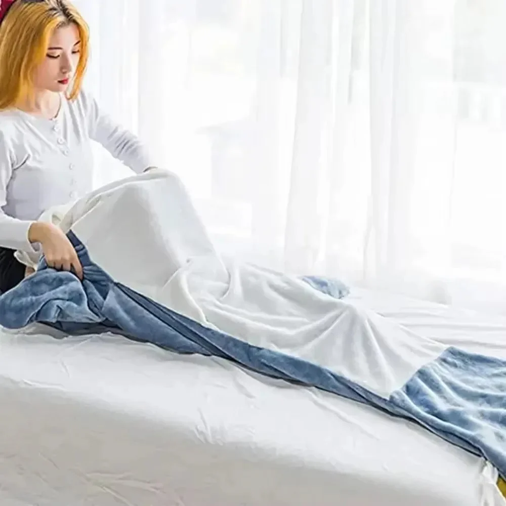 Soft Flannel Shark Hoodie Blanket - Image 4