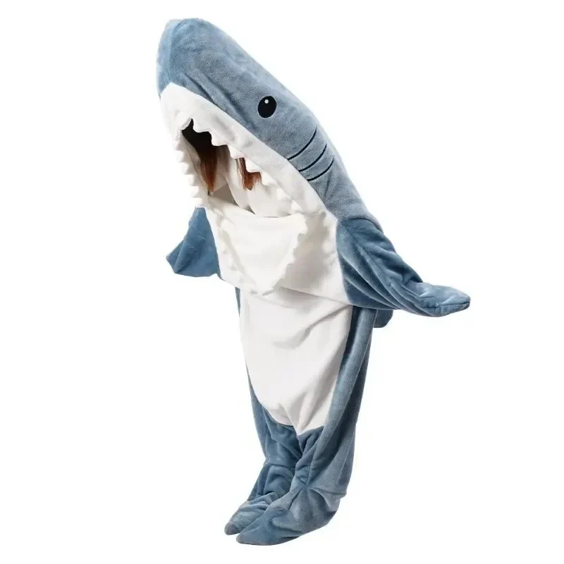 Soft Flannel Shark Hoodie Blanket - Image 5