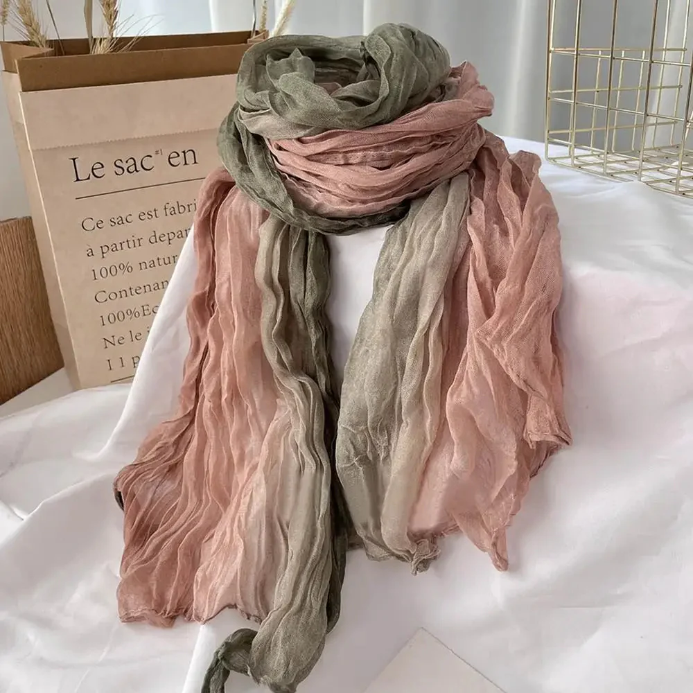 Soft Gradient Cotton Shawl Ladies Winter Scarf