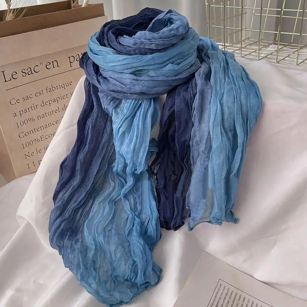 Soft Gradient Cotton Shawl Ladies Winter Scarf - Image 2