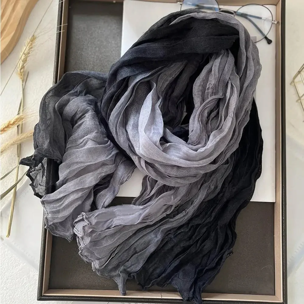 Soft Gradient Cotton Shawl Ladies Winter Scarf - Image 5