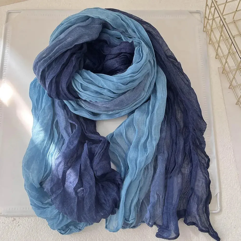 Soft Gradient Cotton Shawl Ladies Winter Scarf - Image 6