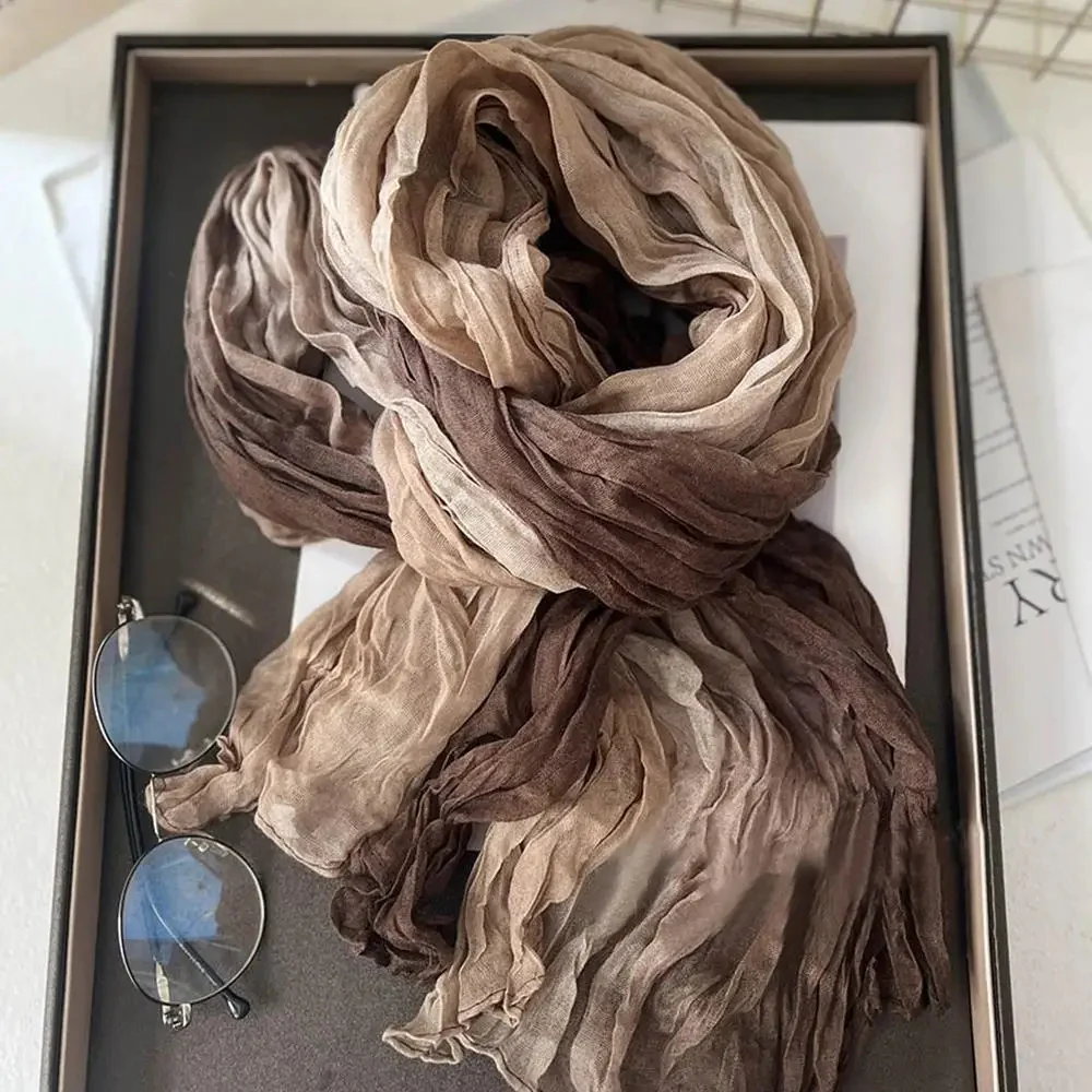 Soft Gradient Cotton Shawl Ladies Winter Scarf - Image 7