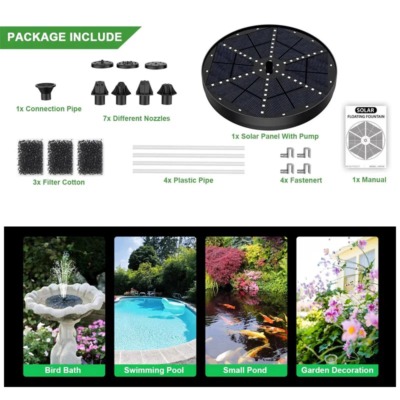 Solar Fountain with 60 LED Lights - Image 6