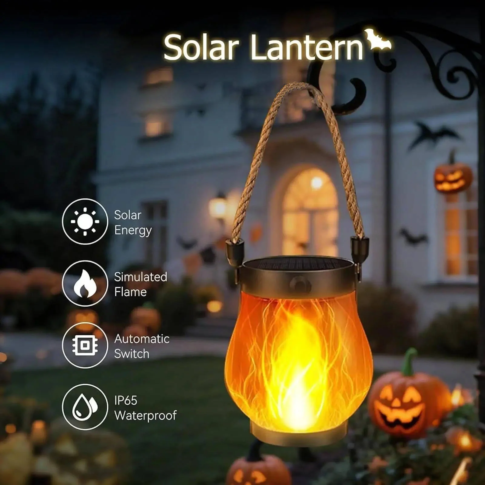 Solar Outdoor Porch Flame Lanterns - Image 2