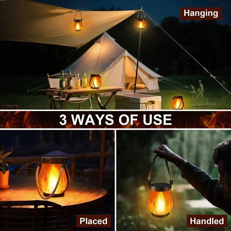 Solar Outdoor Porch Flame Lanterns - Image 3