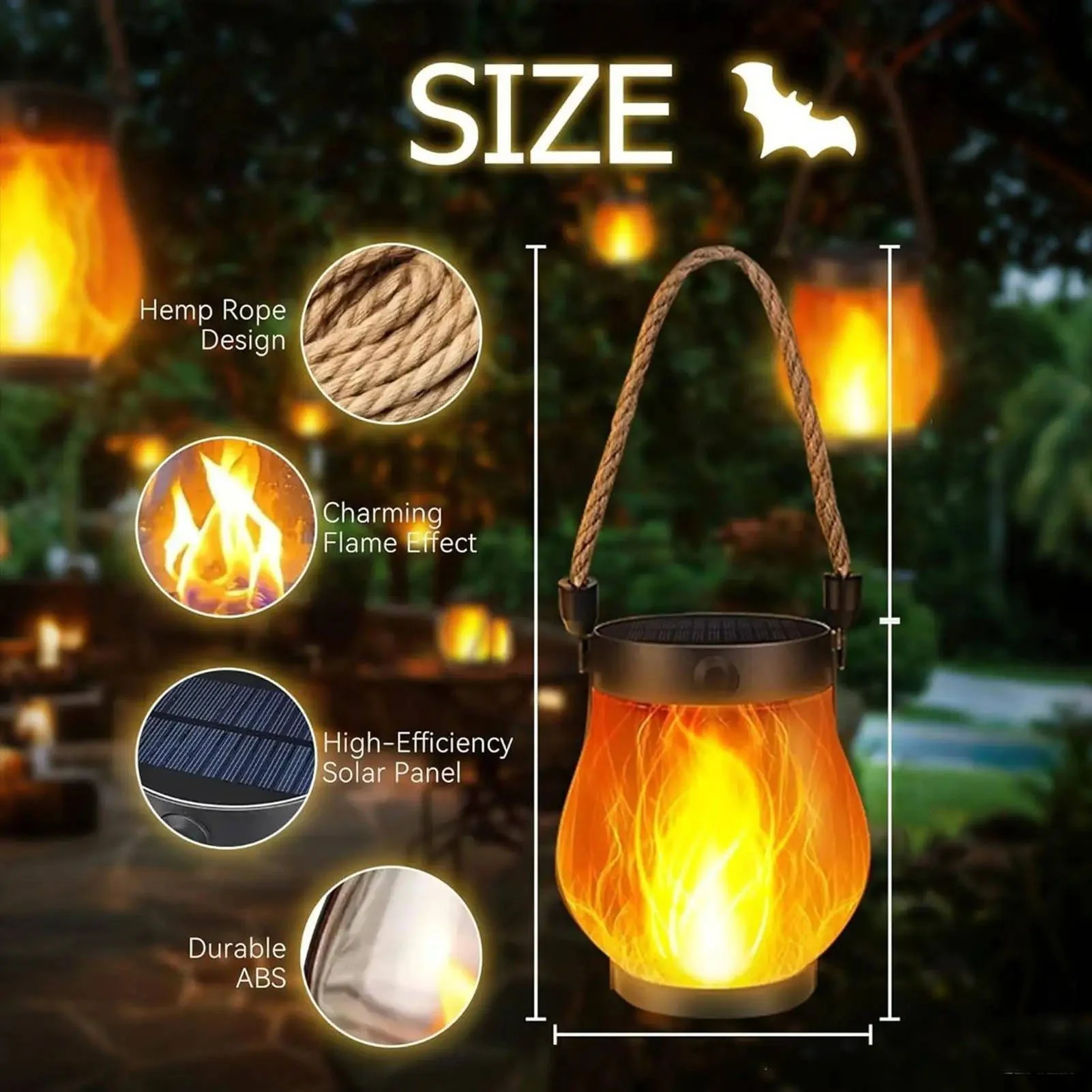 Solar Outdoor Porch Flame Lanterns - Image 7