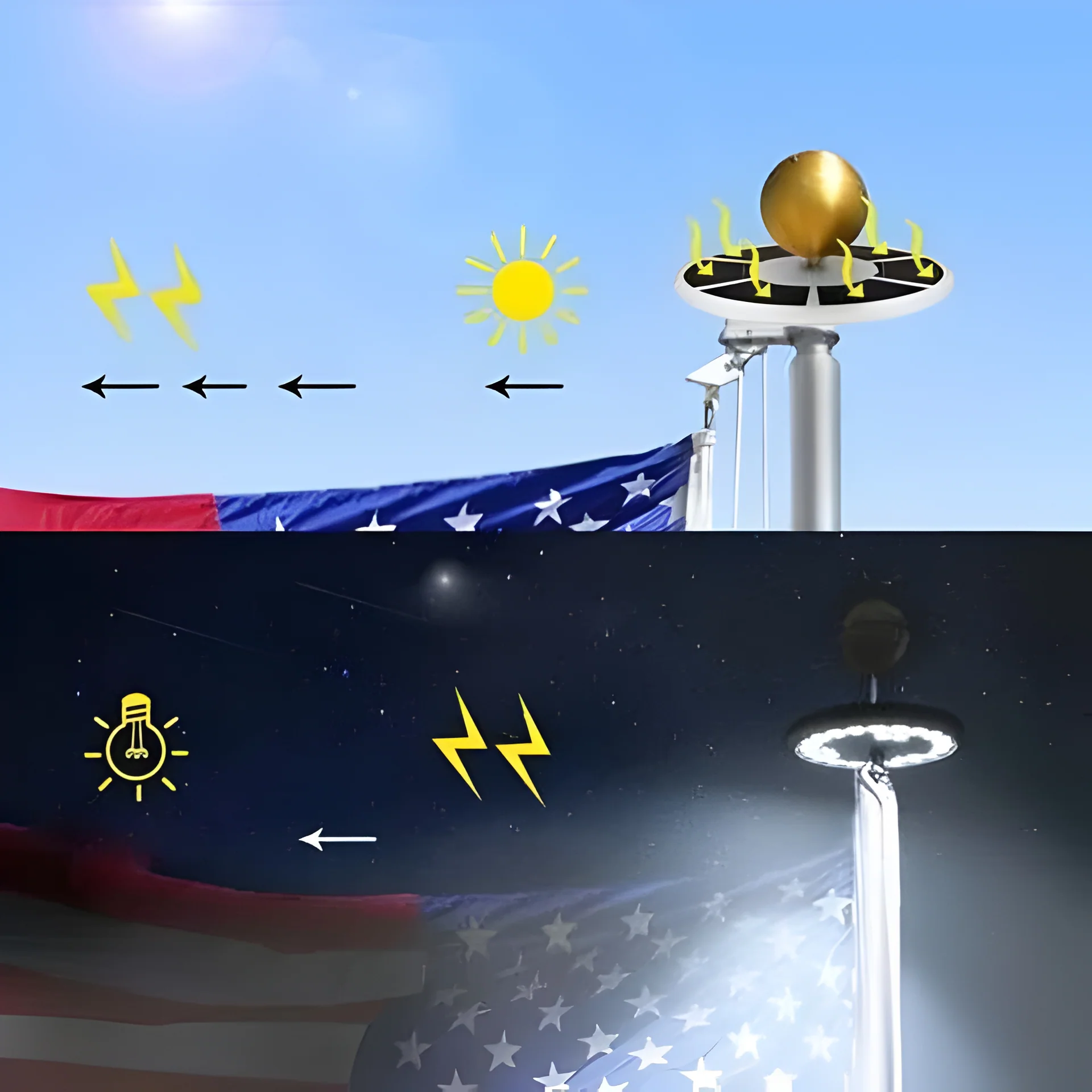 Solar Powered Flagpole Lights - All Night Long Last Flag Pole Lights - LED - Image 5