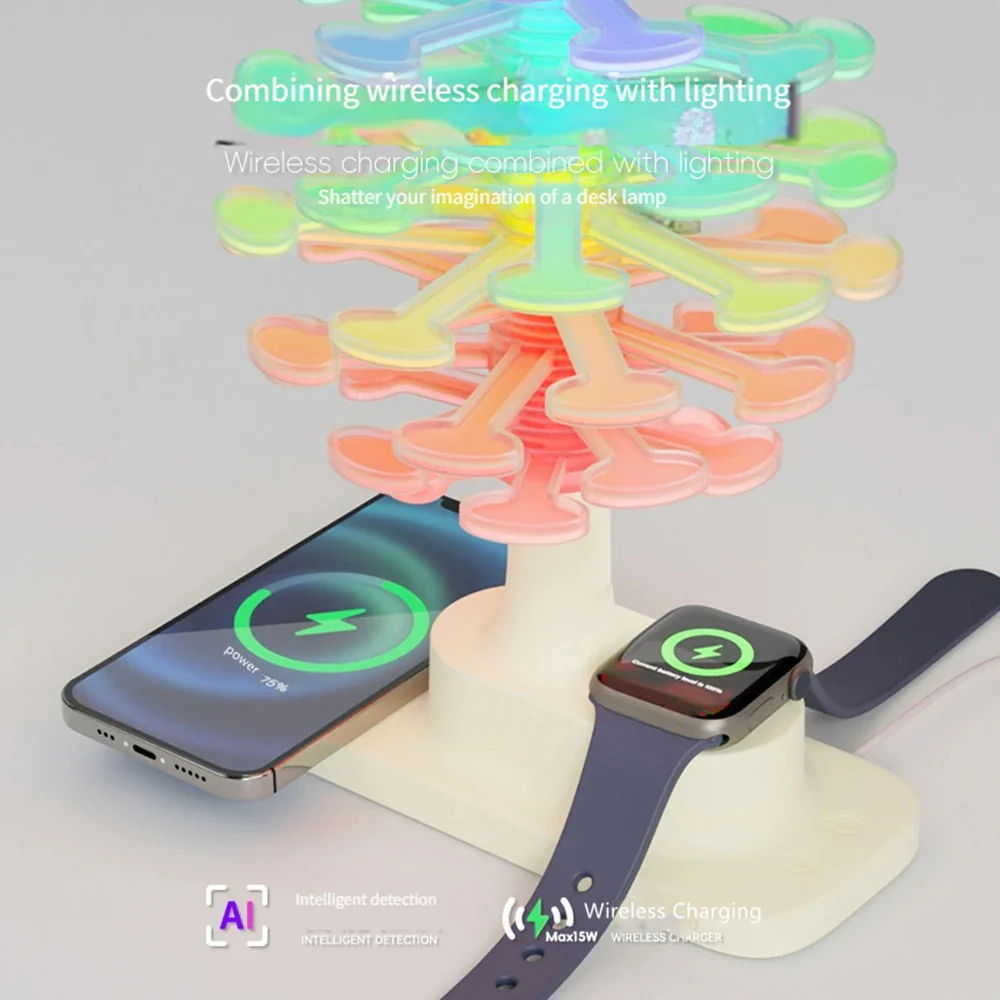 Spiral Tree Table Lamp with Integrated Wireless Charger - Image 2