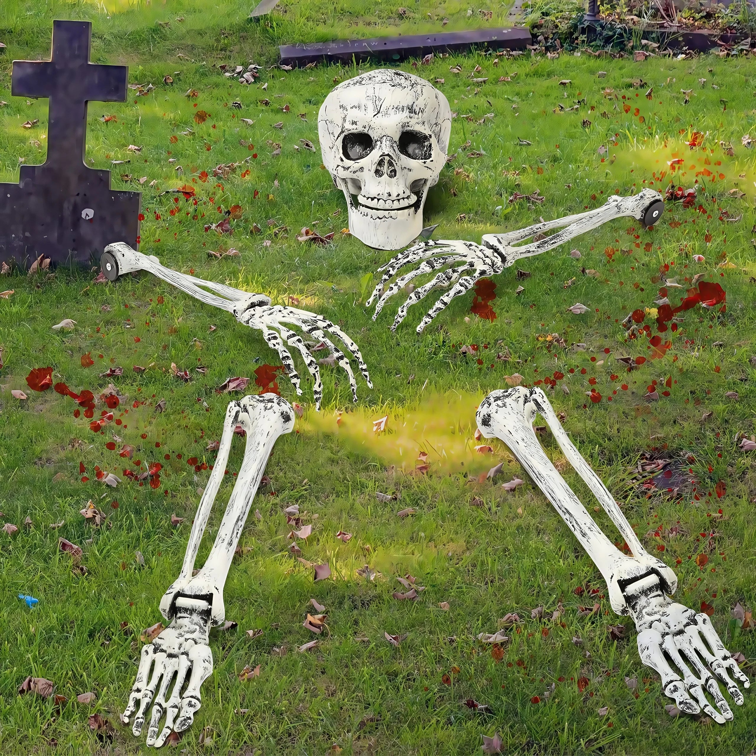 Spooky Skeleton Yard Decoration with Realistic Bones - Image 2